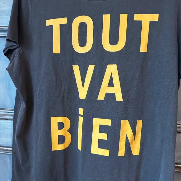 Clare V. Tout Va Bien Classic Tee in Faded Black ( Dark Gray ) Size XL - Picture 7 of 9